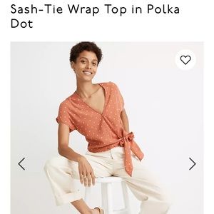 NWT Madewell Sash Tie Wrap Top in Polka Dots